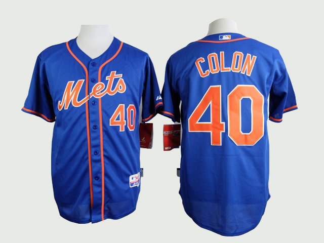 Men New York Mets #40 Colon Blue MLB Jerseys